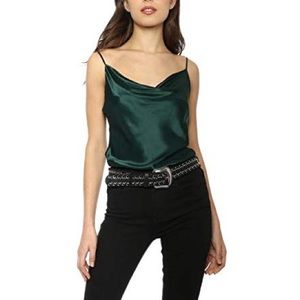 L’Academie Cowl Neck Silk Cami In Emerald Size L